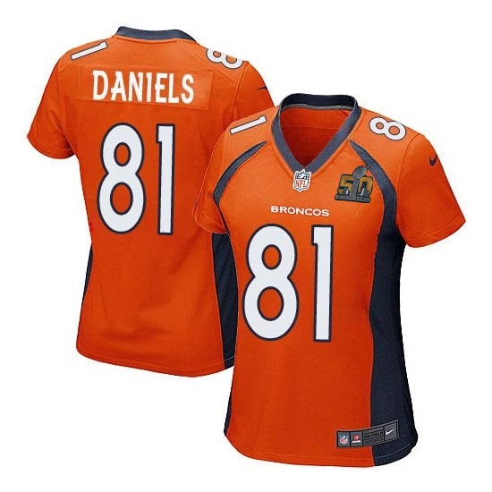 Nike Broncos 81 Owen Daniels Orange Women Super Bowl 50 Game Jersey