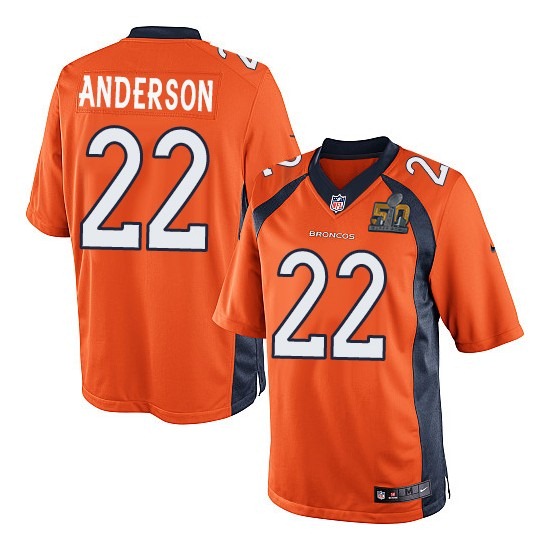 Nike Broncos 22 C.J. Anderson Orange Youth Super Bowl 50 Game Jersey