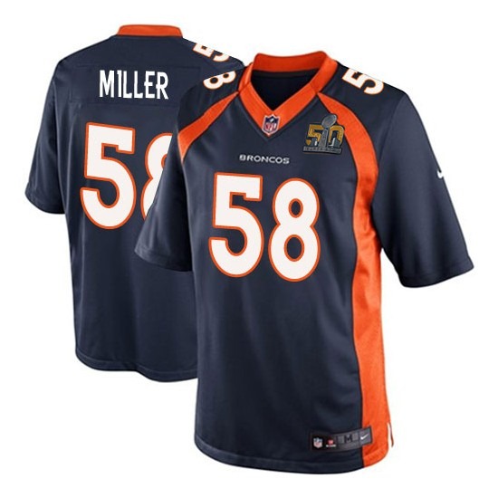 Nike Broncos 58 Von Miller Blue Youth Super Bowl 50 Game Jersey