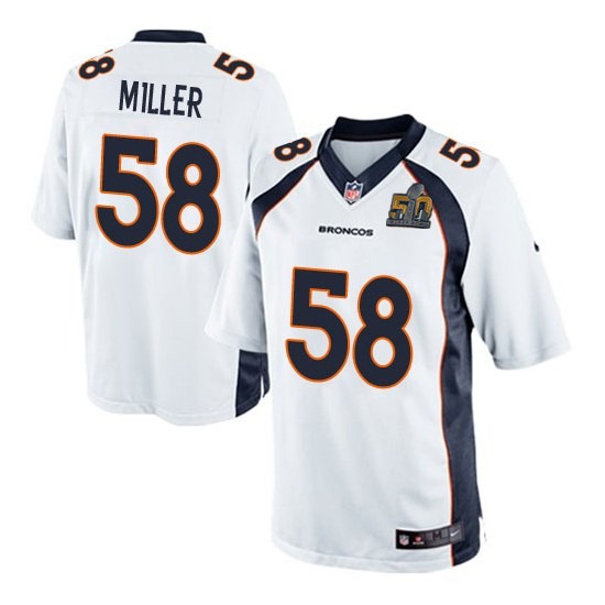 Nike Broncos 58 Von Miller White Youth Super Bowl 50 Game Jersey