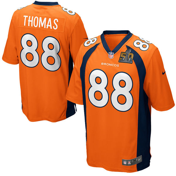 Nike Broncos 88 Demaryius Thomas Orange Youth Super Bowl 50 Game Jersey