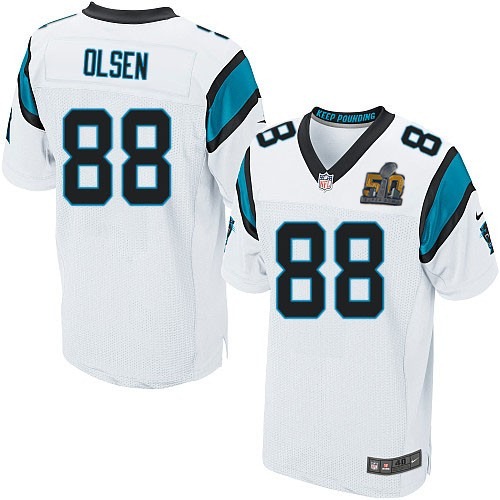 Nike Broncos 88 Greg Olsen White Super Bowl 50 Elite Jersey