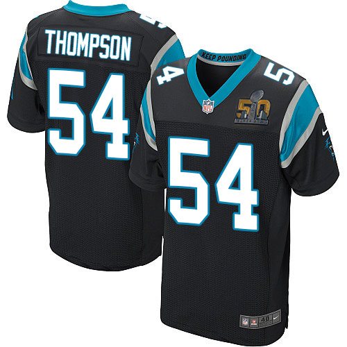 Nike Panthers 54 Shaq Thompson Black Super Bowl 50 Elite Jersey