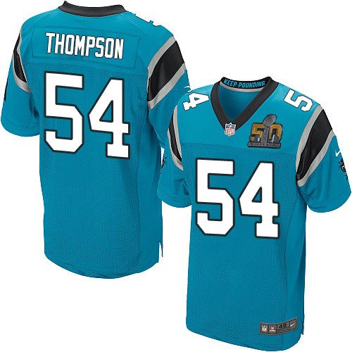 Nike Panthers 54 Shaq Thompson Blue Super Bowl 50 Elite Jersey