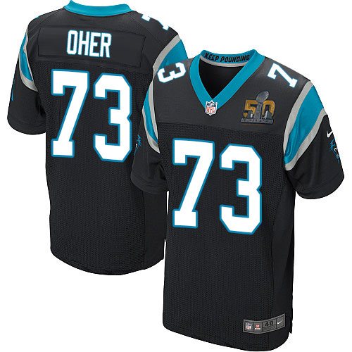 Nike Panthers 73 Michael Oher Black Super Bowl 50 Elite Jersey