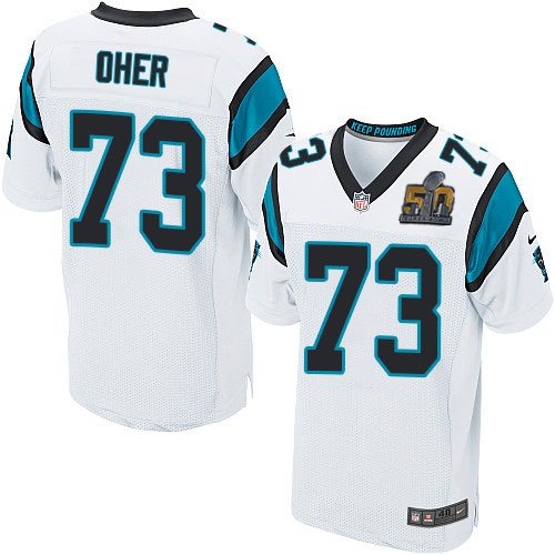 Nike Panthers 73 Michael Oher White Super Bowl 50 Elite Jersey