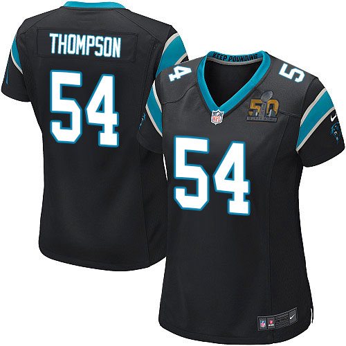 Nike Panthers 54 Shaq Thompson Black Women Super Bowl 50 Game Jersey