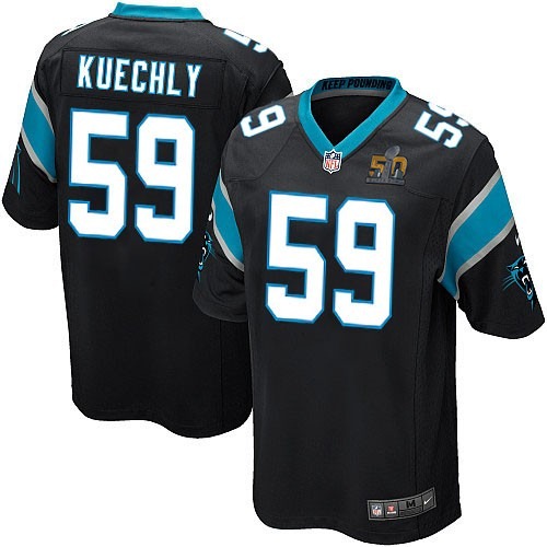 Nike Panthers 59 Luke Kuechly Black Youth Super Bowl 50 Game Jersey