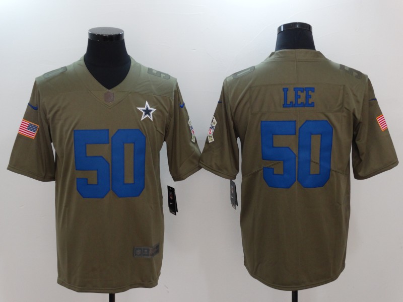 Nike Cowboys 50 Sean Lee Olive Salute To Service Limited Jersey