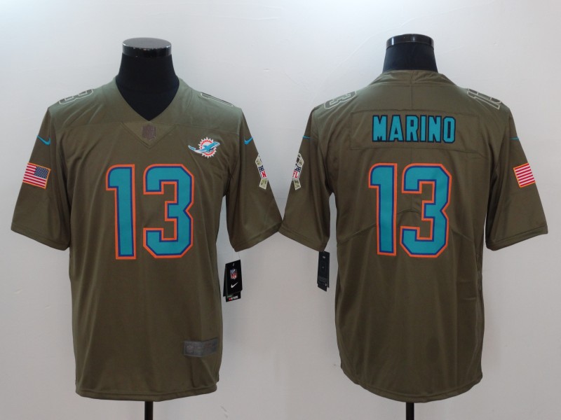 Nike Dolphins 13 Dan Marino Olive Salute To Service Limited Jersey