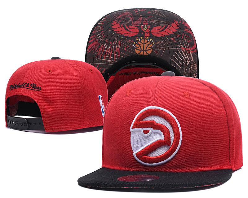 Hawks Team Logo Red Mitchell & Ness Adjustable Hat LH