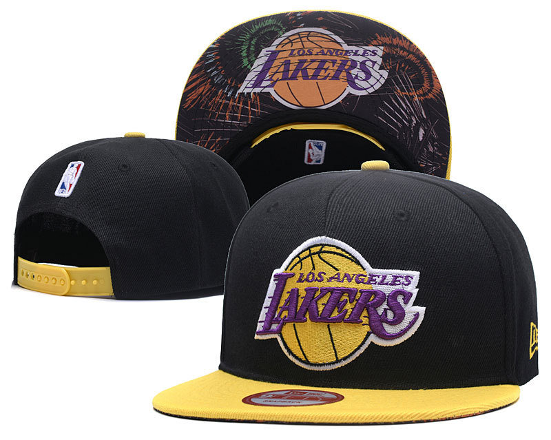 Lakers Team Logo Black Snapback Adjustable Hat LH