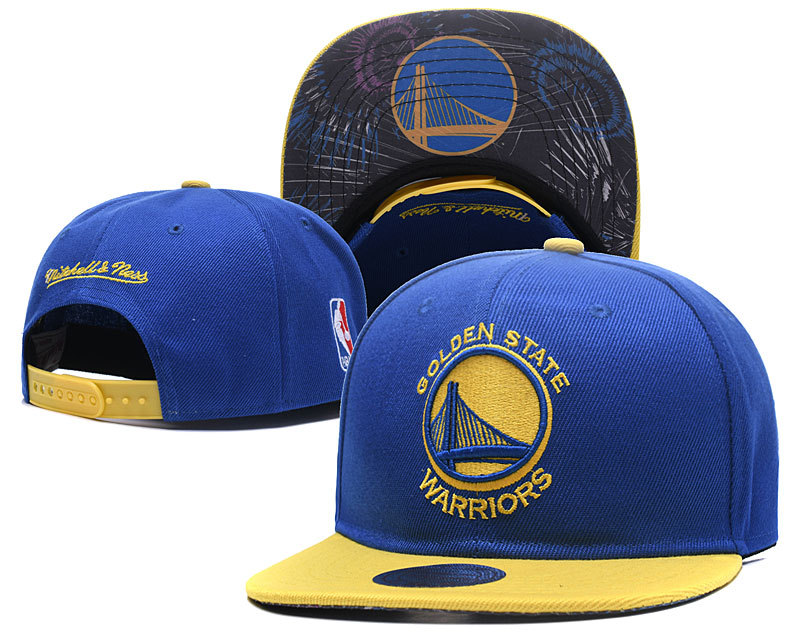 Warriors Team Logo Blue Mitchell & Ness Adjustable Hat LH