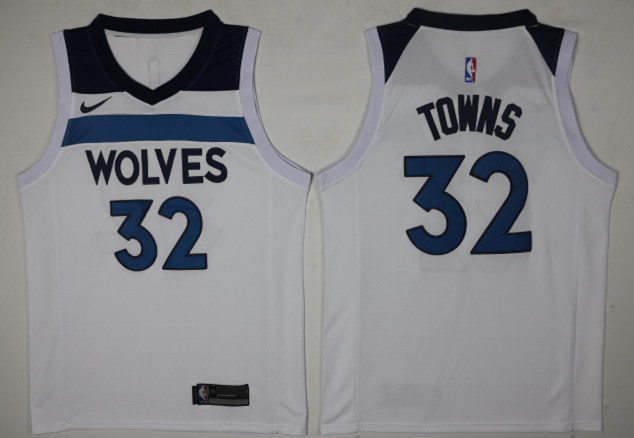 Timberwolves 32 Karl-Anthony Towns White Nike Swingman Jersey