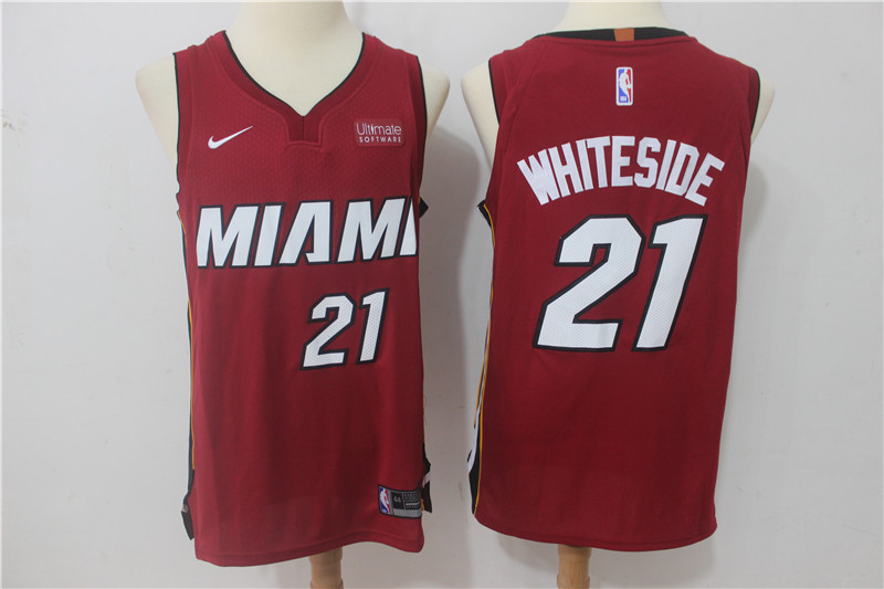 Heat 21 Hassan Whiteside Red Nike Authentic Jersey