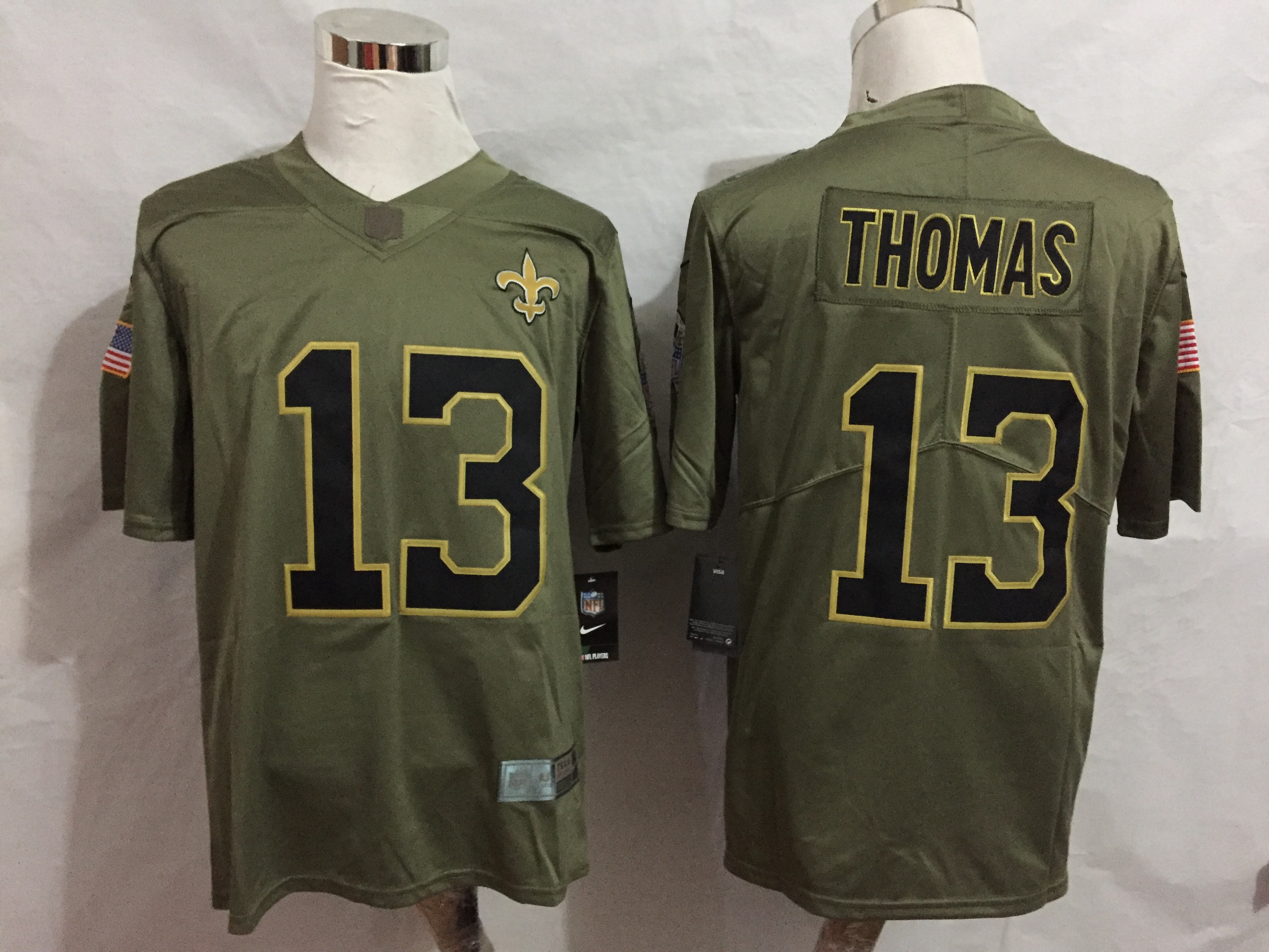 Nike Saints 13 Micheal Thomas Olive Salute To Service Limited Jersey