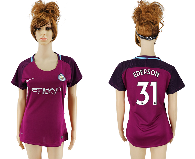 2017-18 Manchester City 31 EDERSON Away Women Soccer Jersey