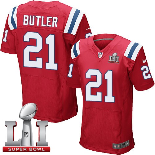 Nike Patriots 21 Malcolm Butler Red 2017 Super Bowl LI Elite Jersey