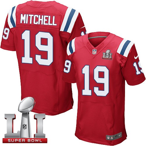 Nike Patriots 19 Malcolm Mitchell Red 2017 Super Bowl LI Elite Jersey