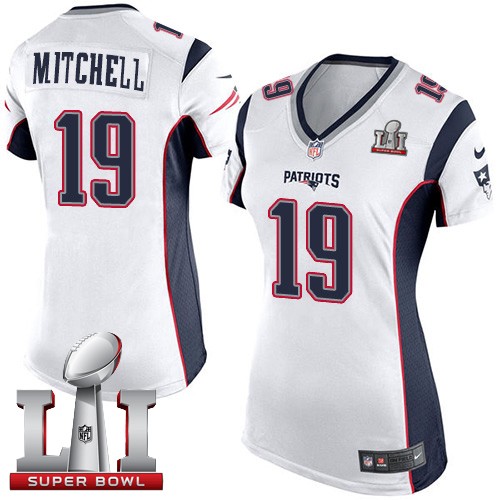 Nike Patriots 19 Malcolm Mitchell White Women 2017 Super Bowl LI Game Jersey