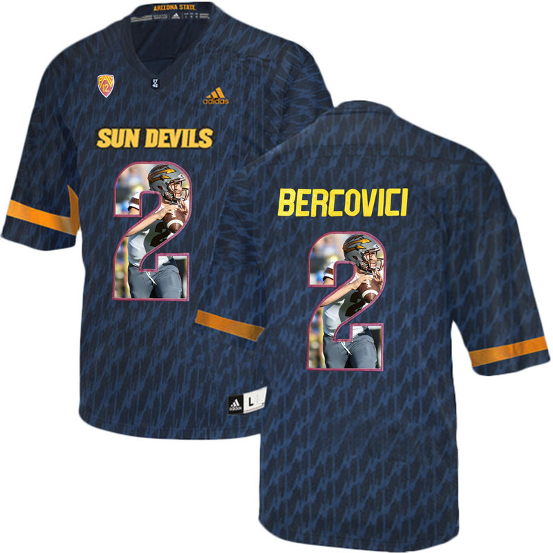 Arizona State Sun Devils 2 Mike Bercovici Black Team Logo Print College Football Jersey11