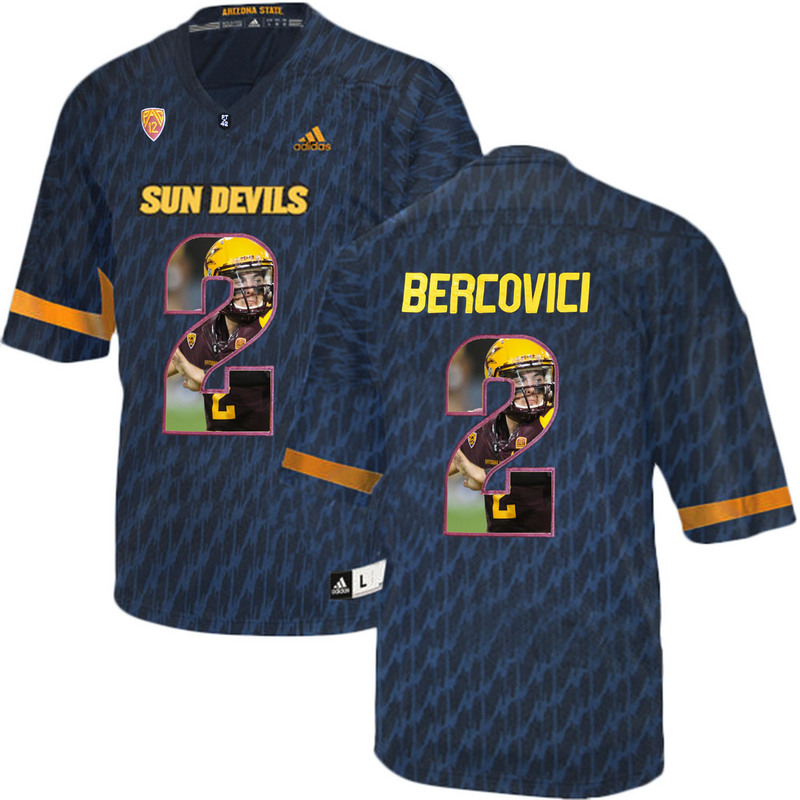 Arizona State Sun Devils 2 Mike Bercovici Black Team Logo Print College Football Jersey6