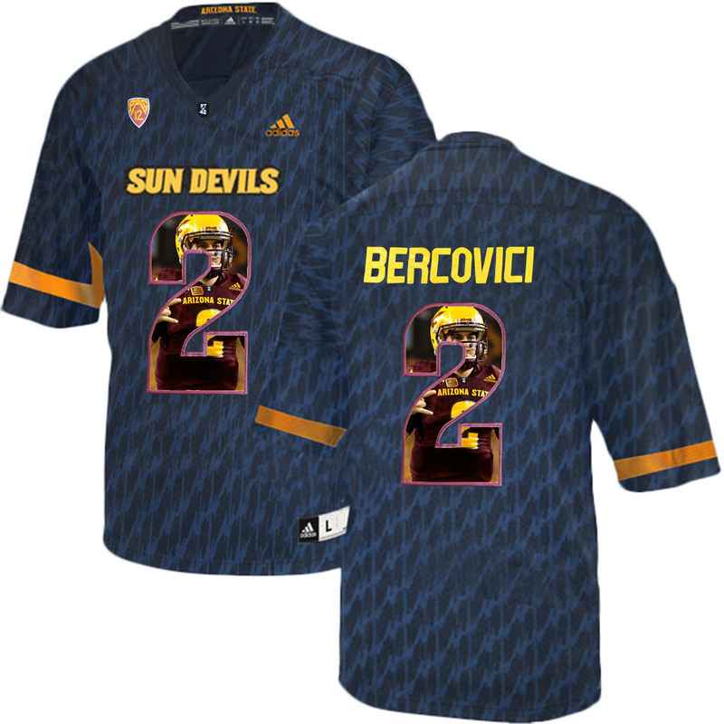 Arizona State Sun Devils 2 Mike Bercovici Black Team Logo Print College Football Jersey8