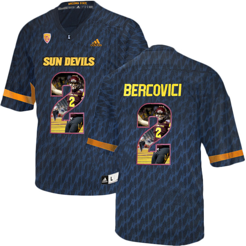 Arizona State Sun Devils 2 Mike Bercovici Black Team Logo Print College Football Jersey9