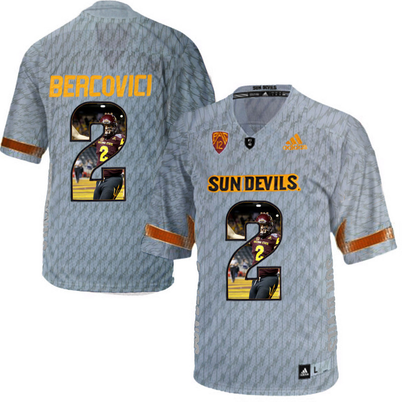 Arizona State Sun Devils 2 Mike Bercovici Gray Team Logo Print College Football Jersey12