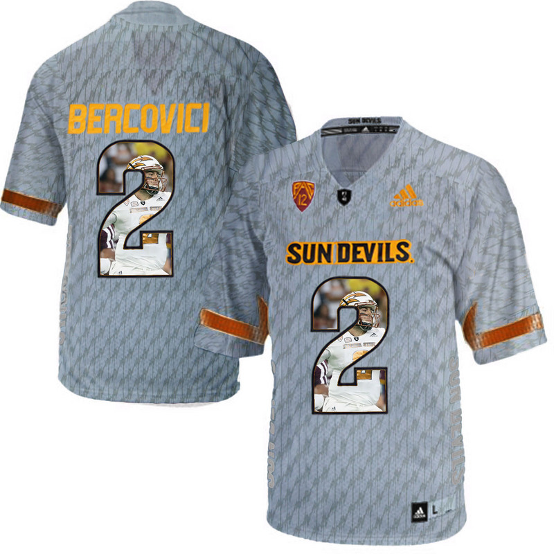Arizona State Sun Devils 2 Mike Bercovici Gray Team Logo Print College Football Jersey7