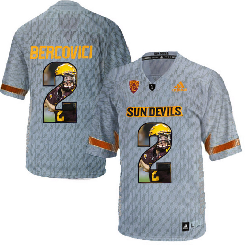 Arizona State Sun Devils 2 Mike Bercovici Gray Team Logo Print College Football Jersey9