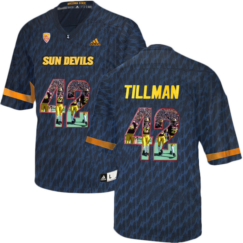Arizona State Sun Devils 42 Pat Tillman Black Team Logo Print College Football Jersey