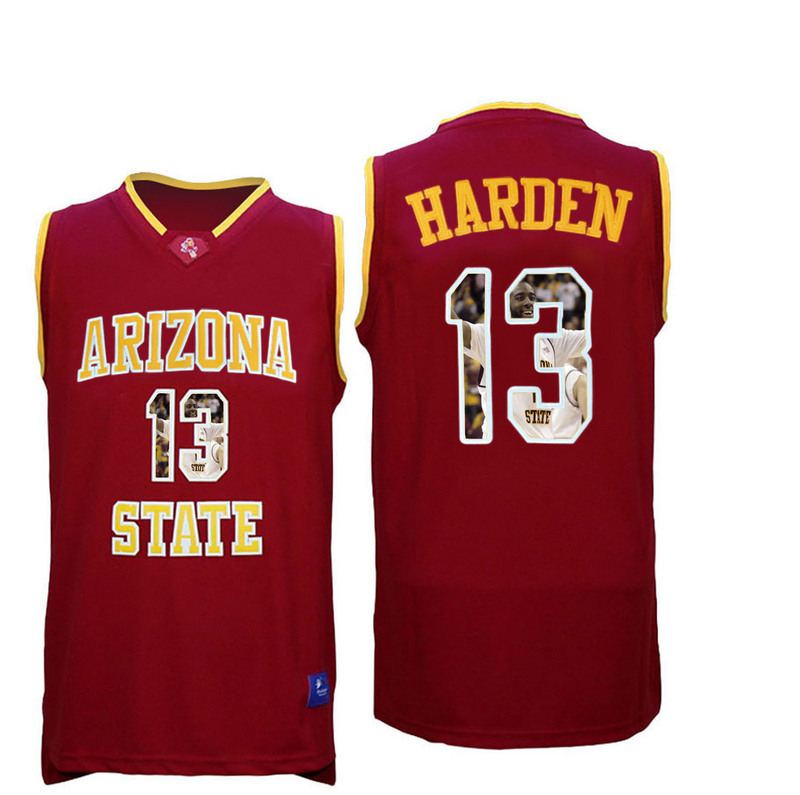 Arizona State Sun Devils 13 James Harden Red Team Logo Print College Basketball Jersey6