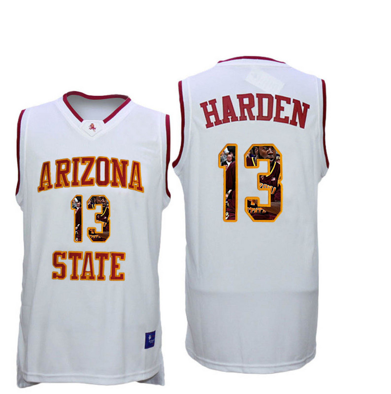 Arizona State Sun Devils 13 James Harden White Team Logo Print College Basketball Jersey