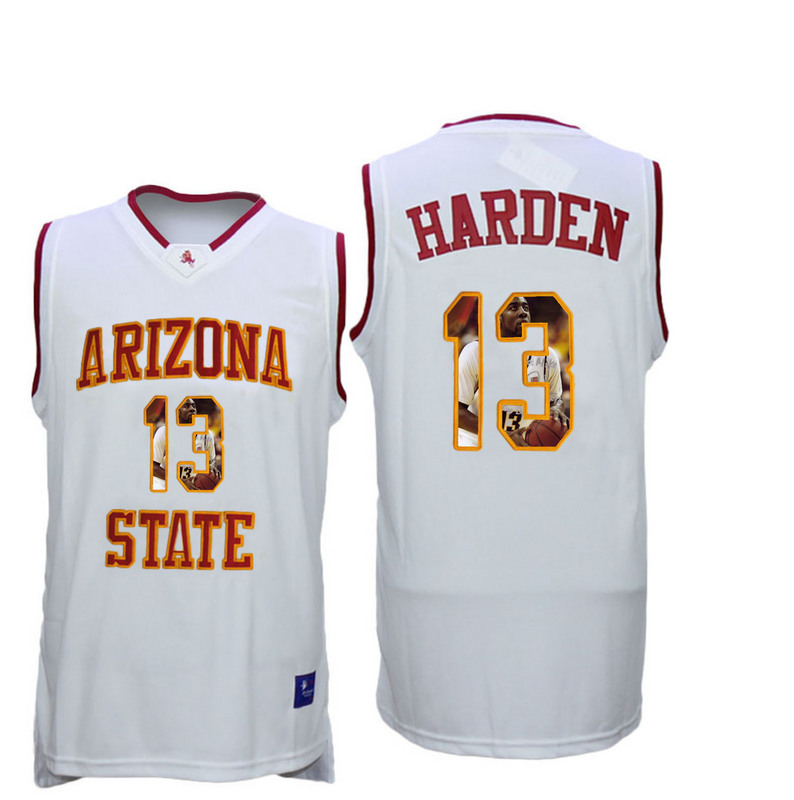 Arizona State Sun Devils 13 James Harden White Team Logo Print College Basketball Jersey5