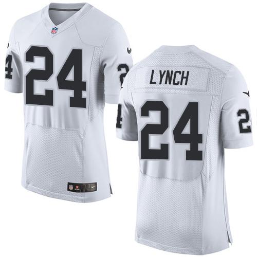 Nike Raiders 24 Marshawn Lynch White Elite Jersey
