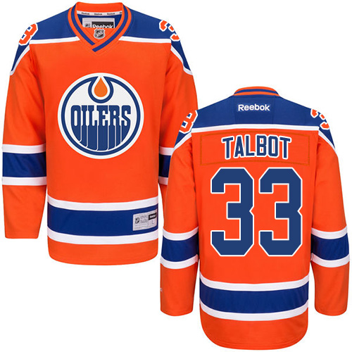 Oilers 33 Cam Talbot Orange Premier Alternate Jersey