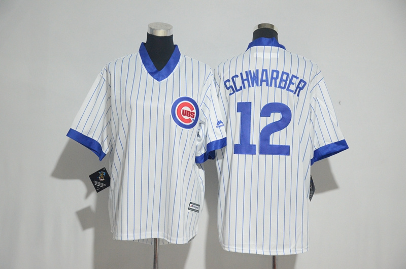 Cubs 12 Kyle Schwarber White Youth Cool Base Jersey