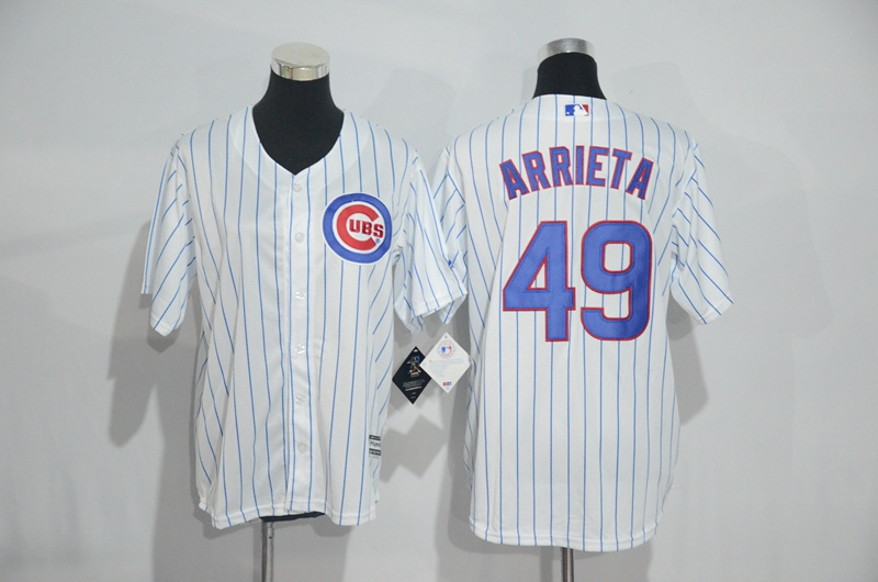 Cubs 49 Jake Arrieta White Youth Cool Base Jersey