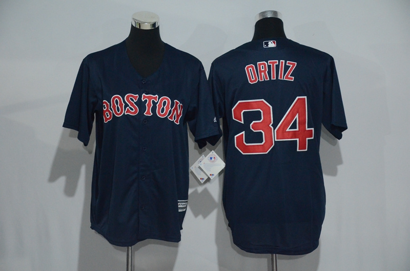 Red Sox 34 David Ortiz Navy Youth Cool Base Jersey