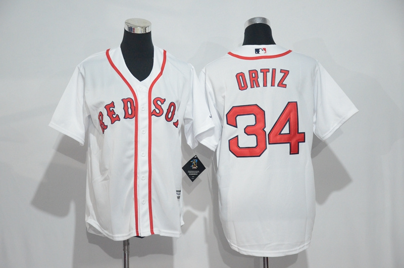 Red Sox 34 David Ortiz White Youth Cool Base Jersey