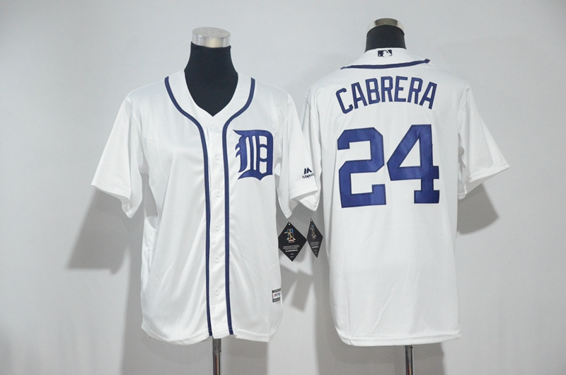 Tigers 24 Miguel Cabera White Youth Cool Base Jersey