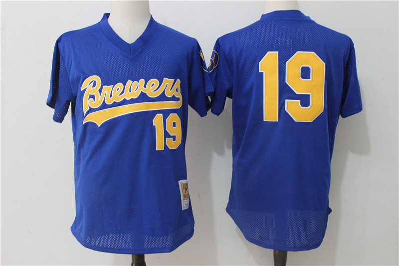 Brewers 19 Robin Yount Royal Mesh Cooperstown Collection Jersey