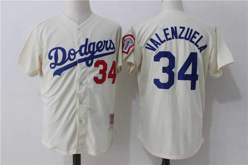 Dodgers 34 Fernando Valenzuela Cream Cooperstown Collection Jersey