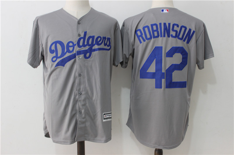 Dodgers 42 Jackie Robinson Gray Cool Base Jersey
