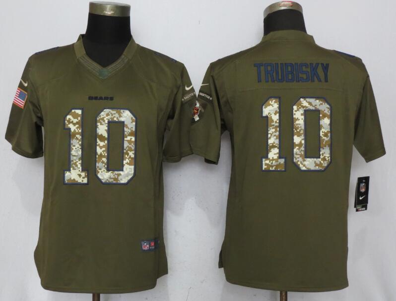 Nike Bears 10 Mitchell Trubisky Green Women Salute to Service Limited Jersey