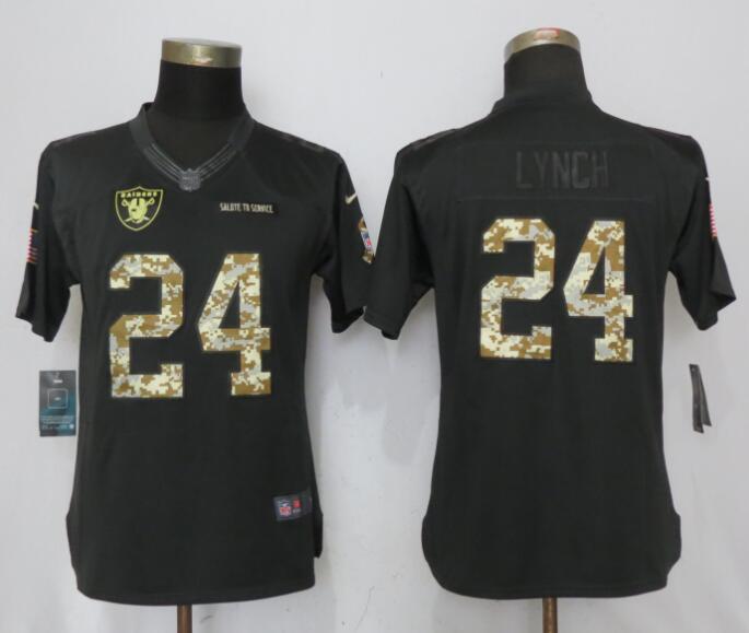 Nike Raiders 24 Marshawn Lynch Anthracite Women Salute to Service Limited Jersey