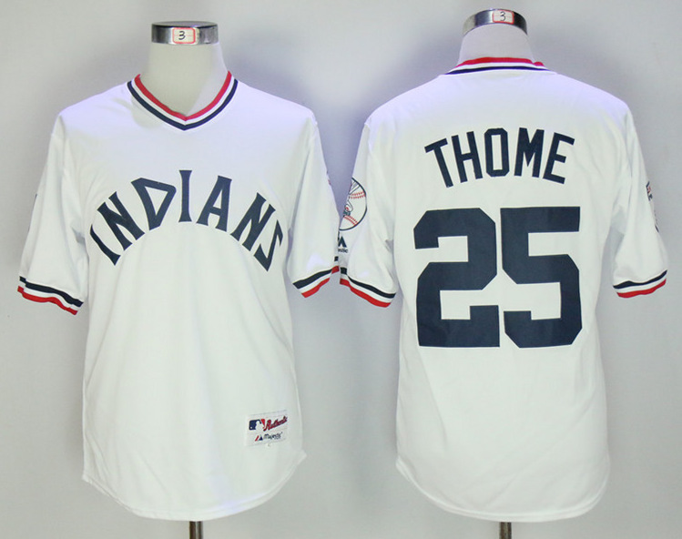 Indians 25 Jim Thome White Throwback Jersey