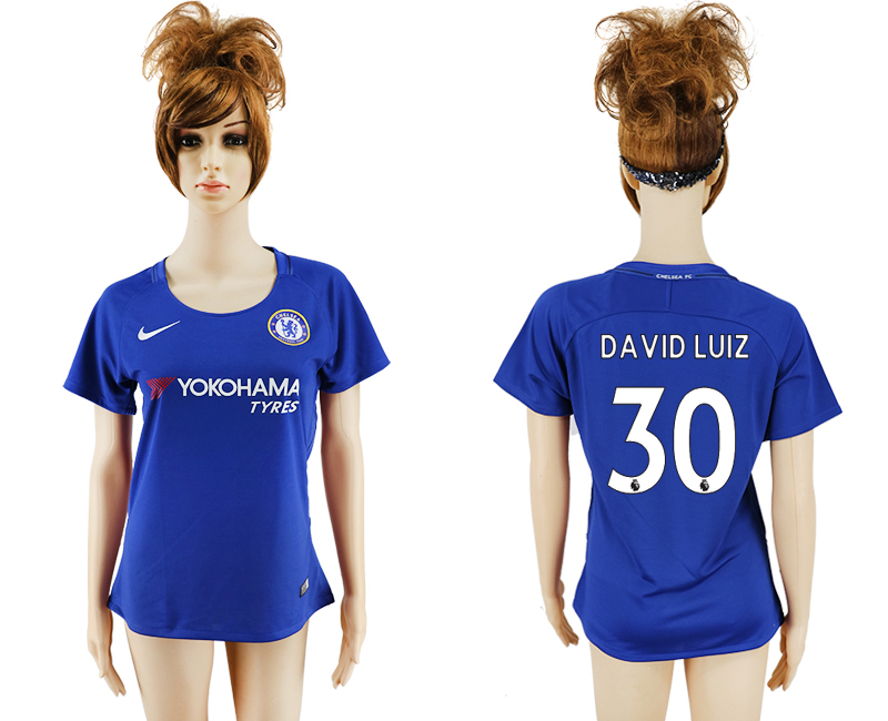 2017-18 Chelsea 30 DAVID LUIZ Home Women Soccer Jersey
