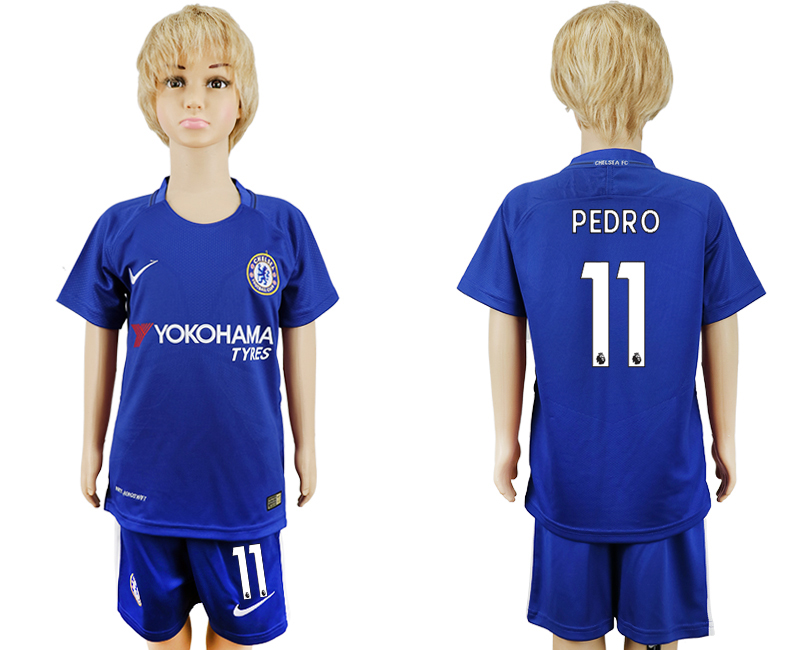 2017-18 Chelsea 11 PEDRO Home Youth Soccer Jersey